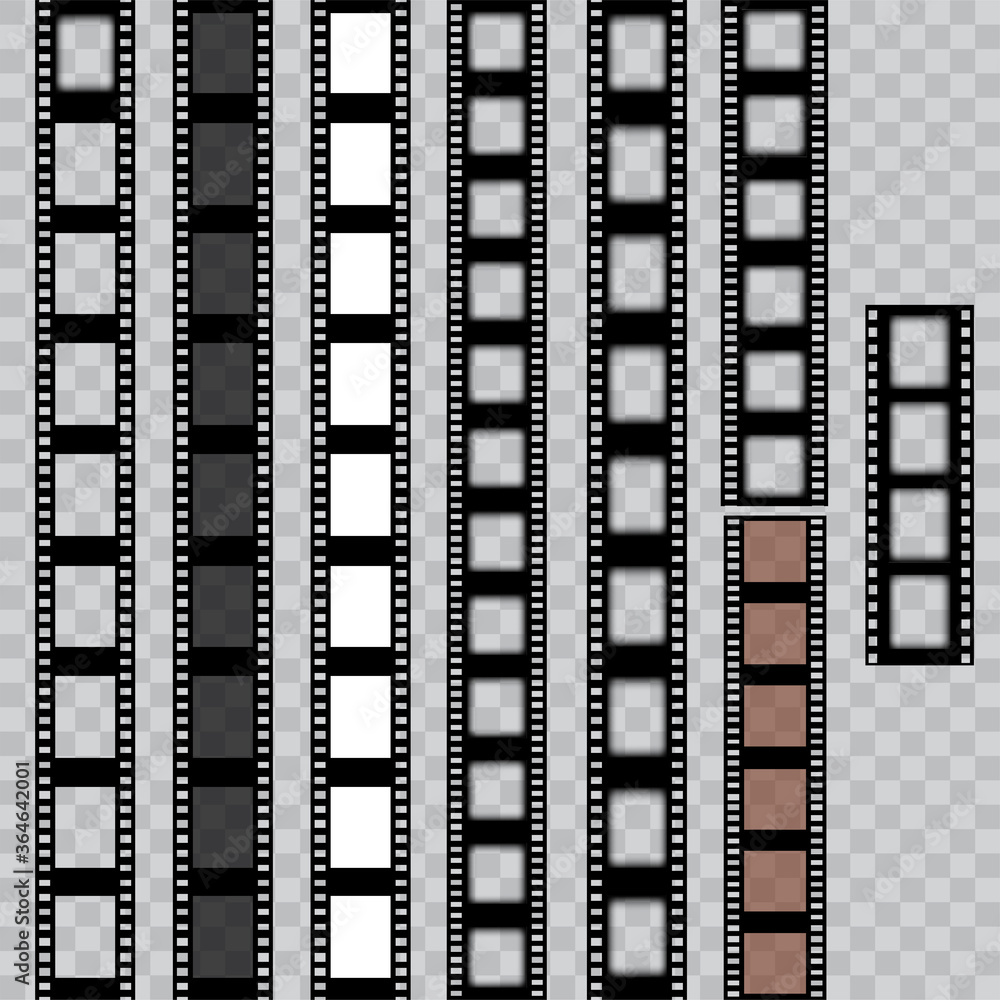Obraz premium Set of worn torn film strips. Cinema frame. Vector.