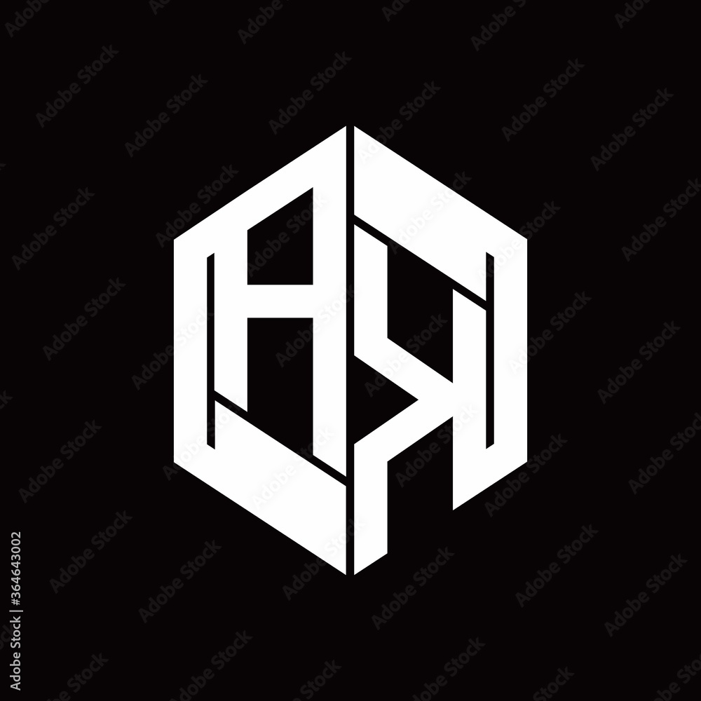 AK Logo monogram with hexagon inside the shape design template AK Logo monogram with hexagon inside the shape design template