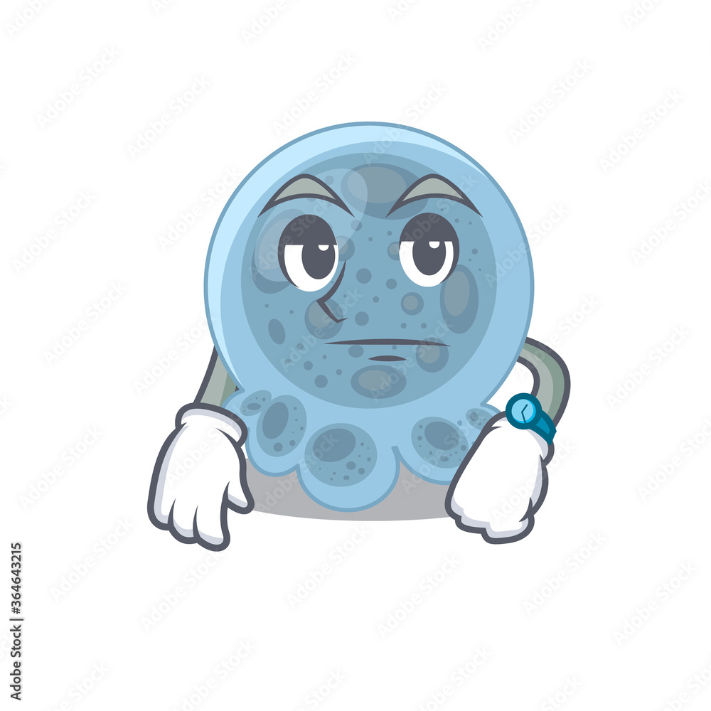 Mascot design style of pasteurella with waiting gesture