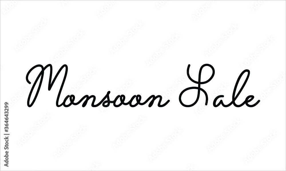 Monsoon Sale Hand written script Typography Black text lettering and Calligraphy phrase isolated on the White background 
