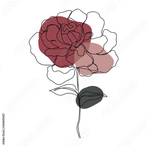 Rose icon Line art. Abstract minimal flower design for cover, prints, floral wall art, Home decor picture, fabric and wallpaper. Vector illustration