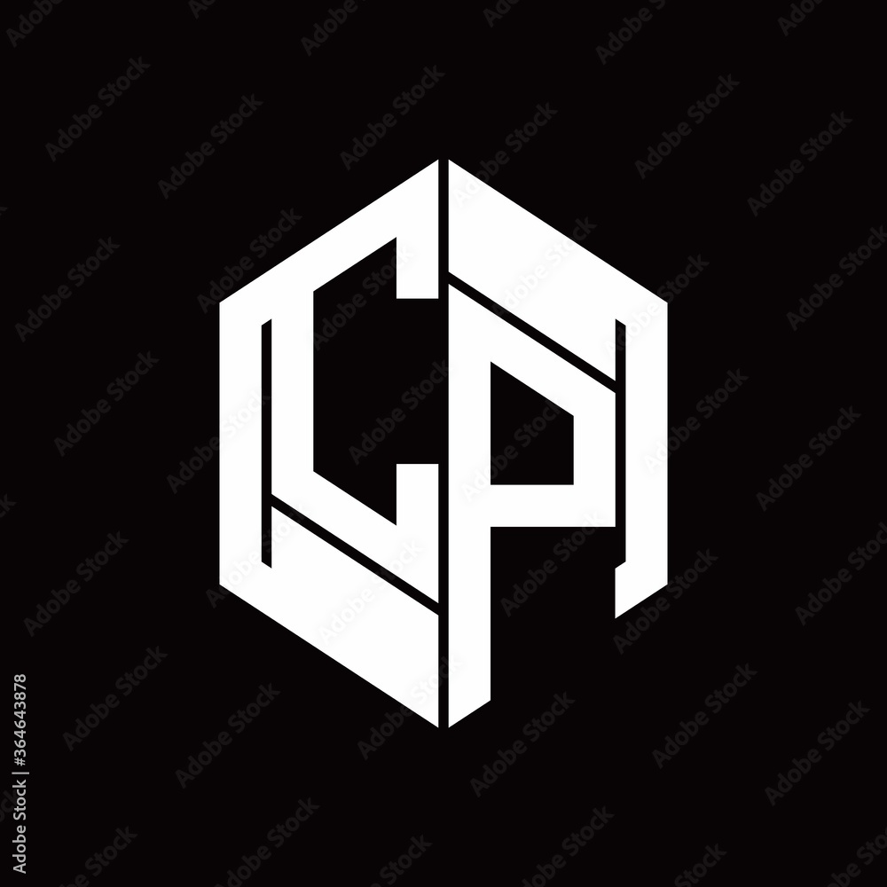 CP Logo monogram with hexagon inside the shape design template CP Logo monogram with hexagon inside the shape design template