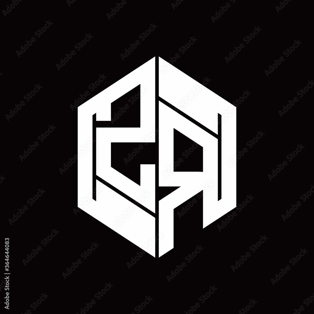 ZR Logo monogram with hexagon inside the shape design template ZR Logo monogram with hexagon inside the shape design template