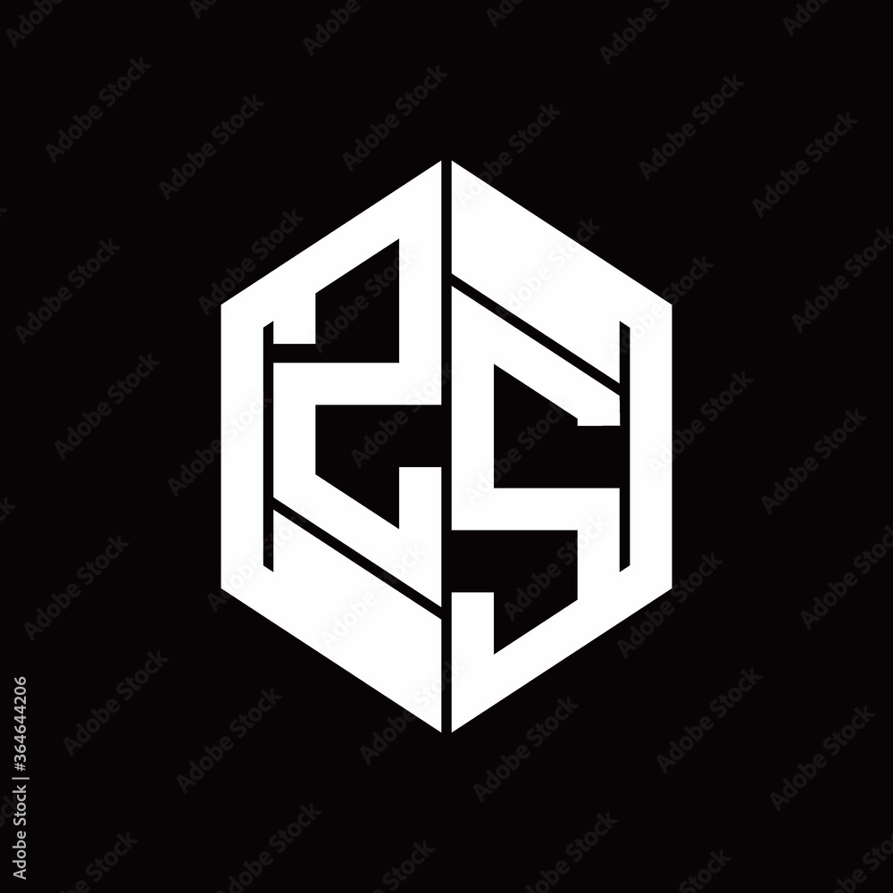 ZS Logo monogram with hexagon inside the shape design template ZS Logo monogram with hexagon inside the shape design template