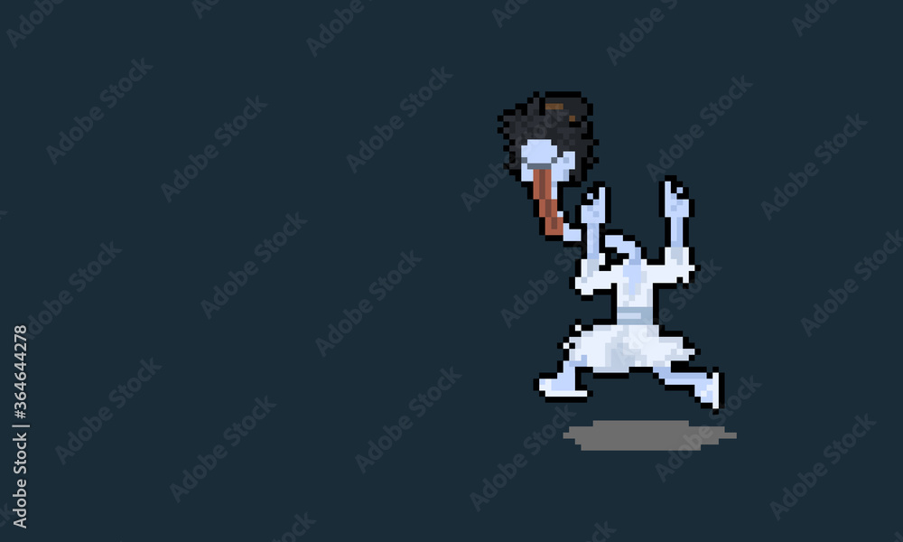Pixel art cartoon japanese running long neck ghost. Pixel art cartoon japanese running long neck ghost.
