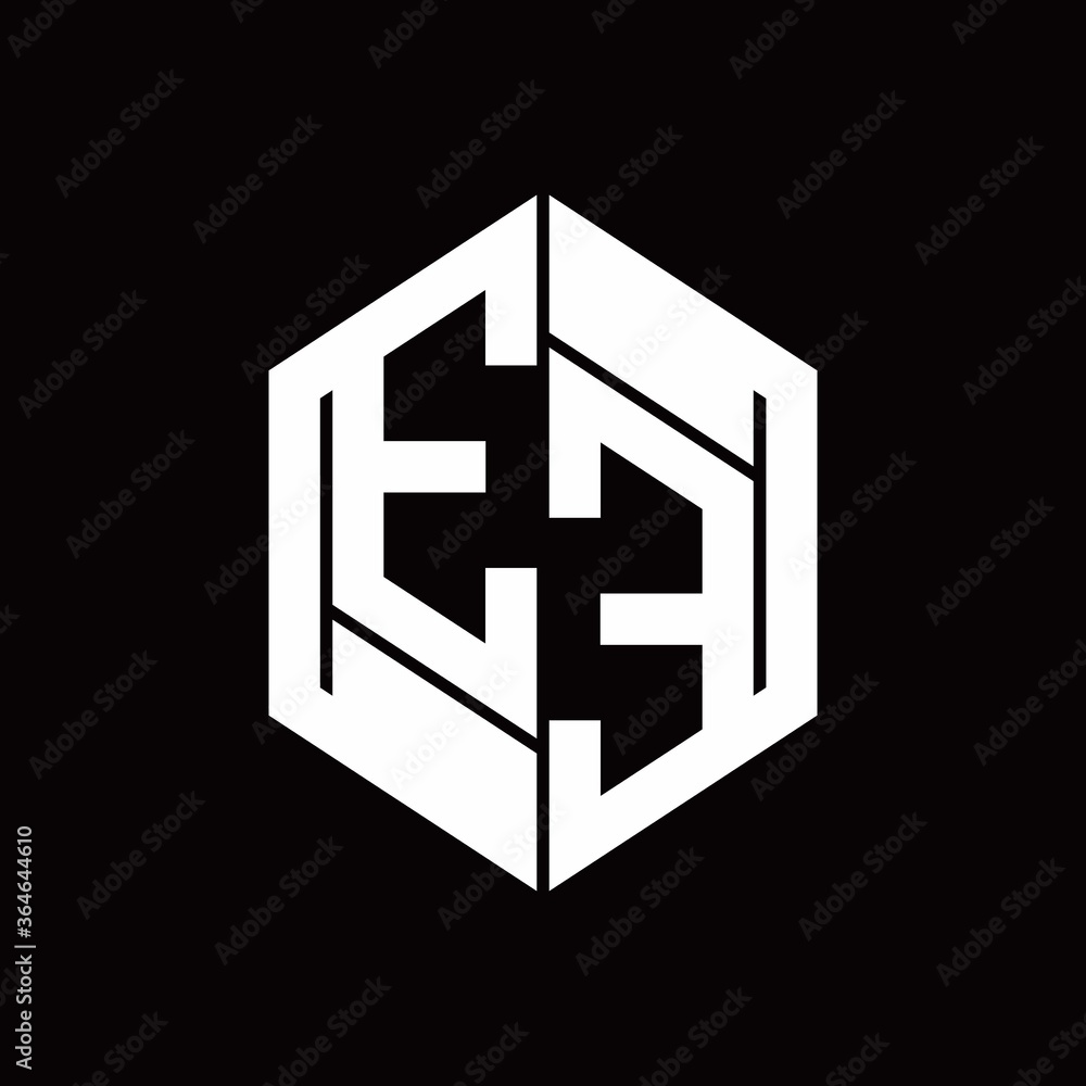 EE Logo monogram with hexagon inside the shape design template EE Logo monogram with hexagon inside the shape design template