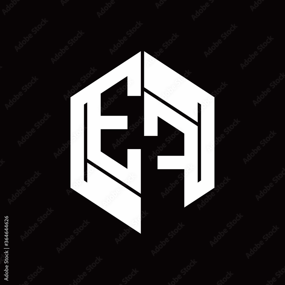 EF Logo monogram with hexagon inside the shape design template EF Logo monogram with hexagon inside the shape design template