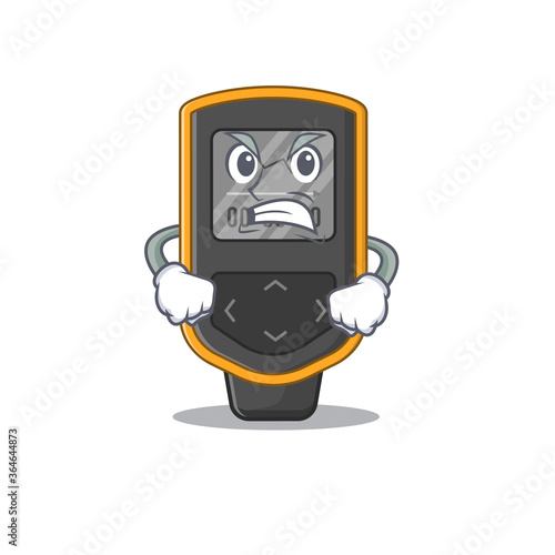 A cartoon picture style of dive computer having a mad face