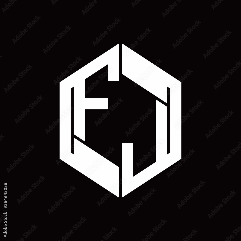 FJ Logo monogram with hexagon inside the shape design template FJ Logo monogram with hexagon inside the shape design template