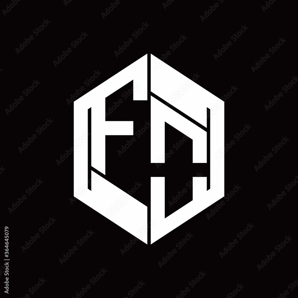 FO Logo monogram with hexagon inside the shape design template FO Logo monogram with hexagon inside the shape design template