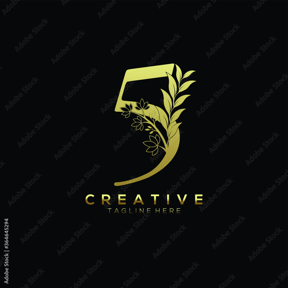 Gold elegant numbers 5, flower-patterned numeration. Gold elegant numbers 5, flower-patterned numeration.