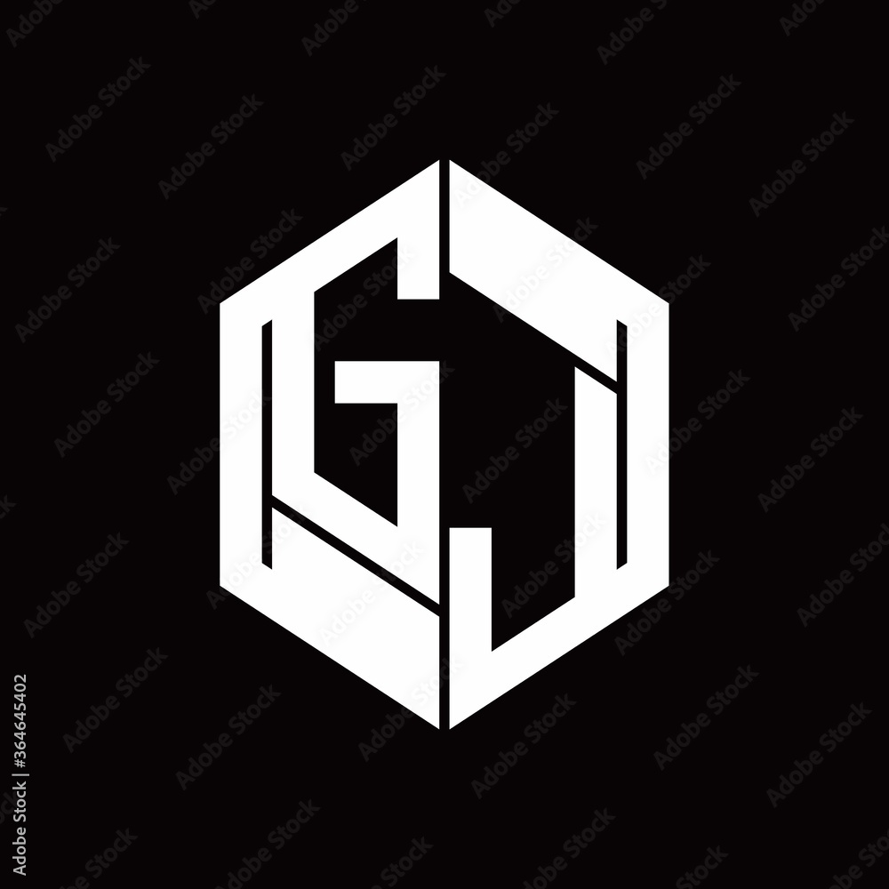 GJ Logo monogram with hexagon inside the shape design template GJ Logo monogram with hexagon inside the shape design template