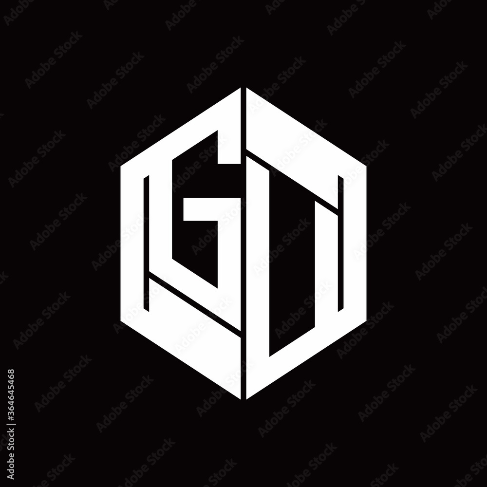GU Logo monogram with hexagon inside the shape design template GU Logo monogram with hexagon inside the shape design template
