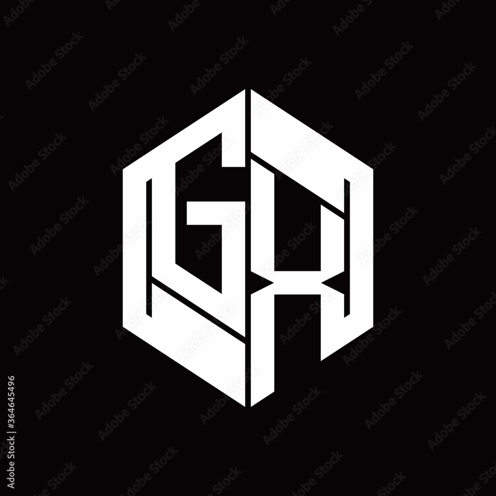GX Logo monogram with hexagon inside the shape design template GX Logo monogram with hexagon inside the shape design template