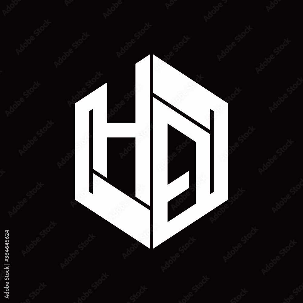 HQ Logo monogram with hexagon inside the shape design template HQ Logo monogram with hexagon inside the shape design template