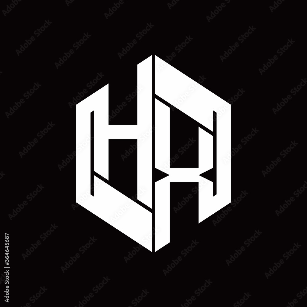 HX Logo monogram with hexagon inside the shape design template HX Logo monogram with hexagon inside the shape design template