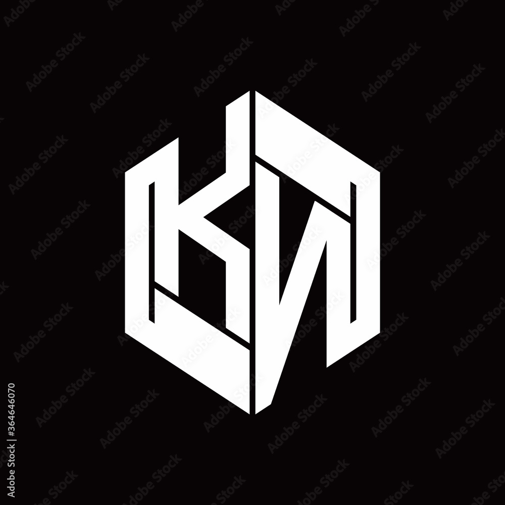 KN Logo monogram with hexagon inside the shape design template KN Logo monogram with hexagon inside the shape design template