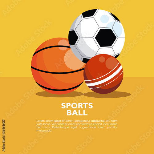 set of sports balls equipment icons photo
