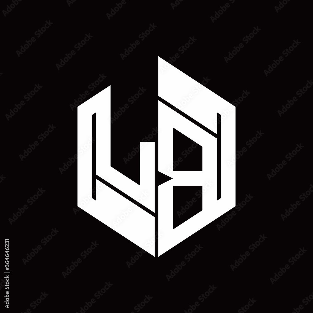 LB Logo monogram with hexagon inside the shape design template LB Logo monogram with hexagon inside the shape design template