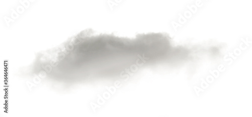 long grey fluffy cloud isolated on white