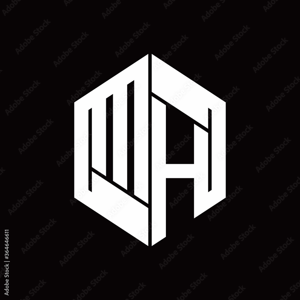 MH Logo monogram with hexagon inside the shape design template MH Logo monogram with hexagon inside the shape design template