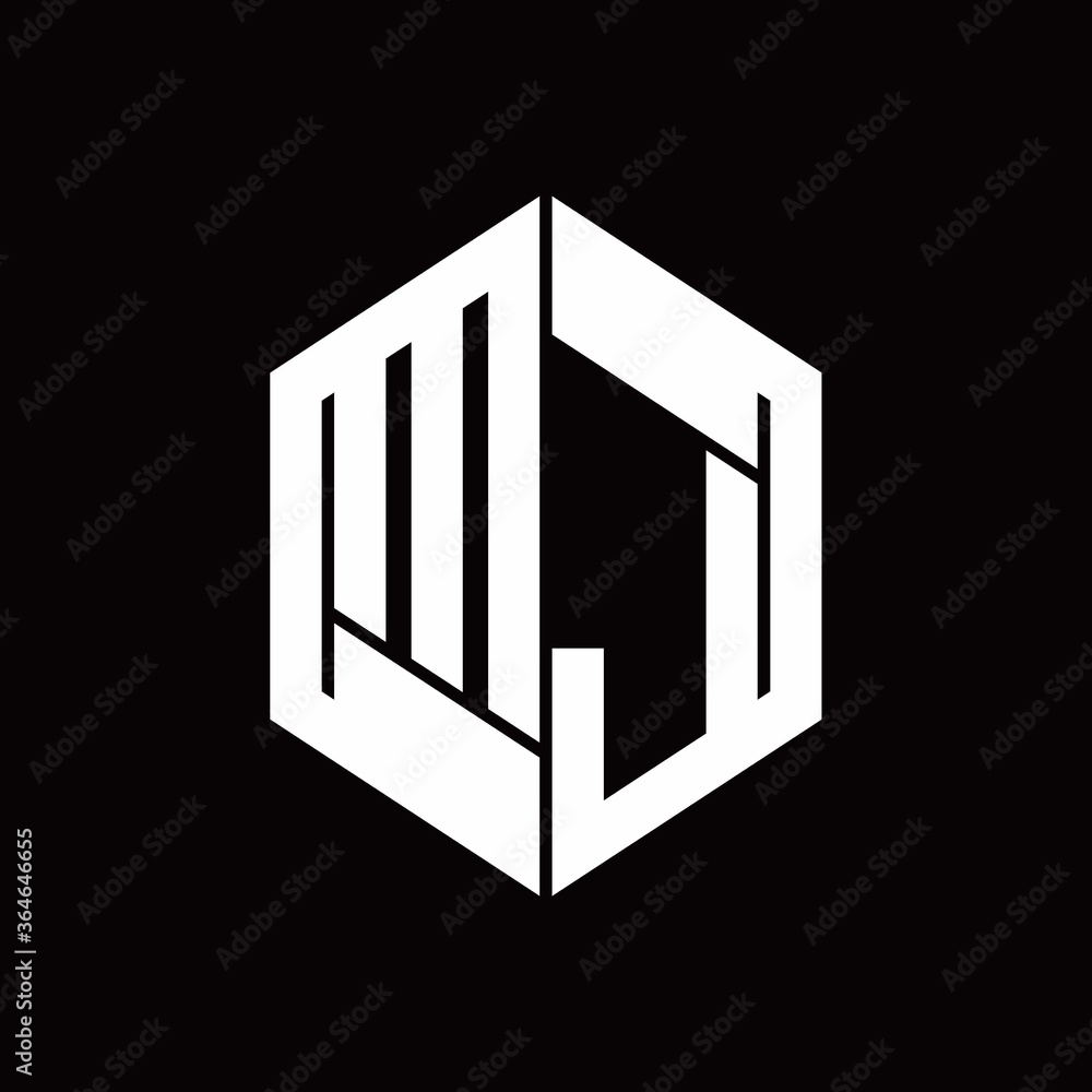 MJ Logo monogram with hexagon inside the shape design template MJ Logo monogram with hexagon inside the shape design template