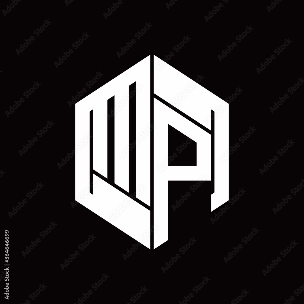 MP Logo monogram with hexagon inside the shape design template MP Logo monogram with hexagon inside the shape design template