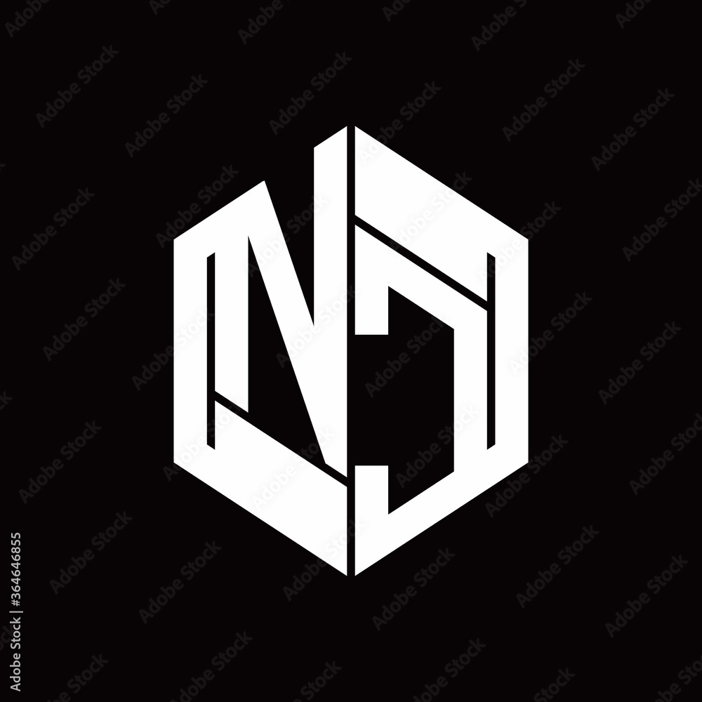 NC Logo monogram with hexagon inside the shape design template NC Logo monogram with hexagon inside the shape design template