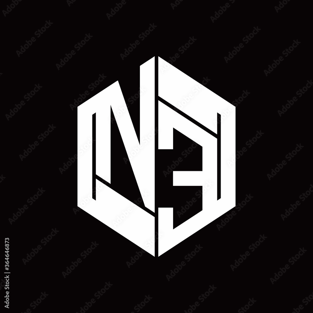 NE Logo monogram with hexagon inside the shape design template NE Logo monogram with hexagon inside the shape design template