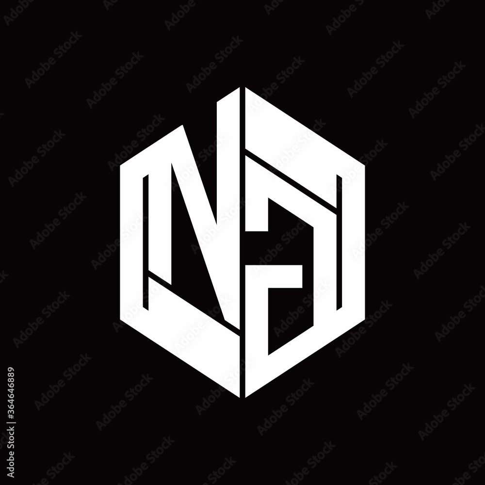 NG Logo monogram with hexagon inside the shape design template NG Logo monogram with hexagon inside the shape design template