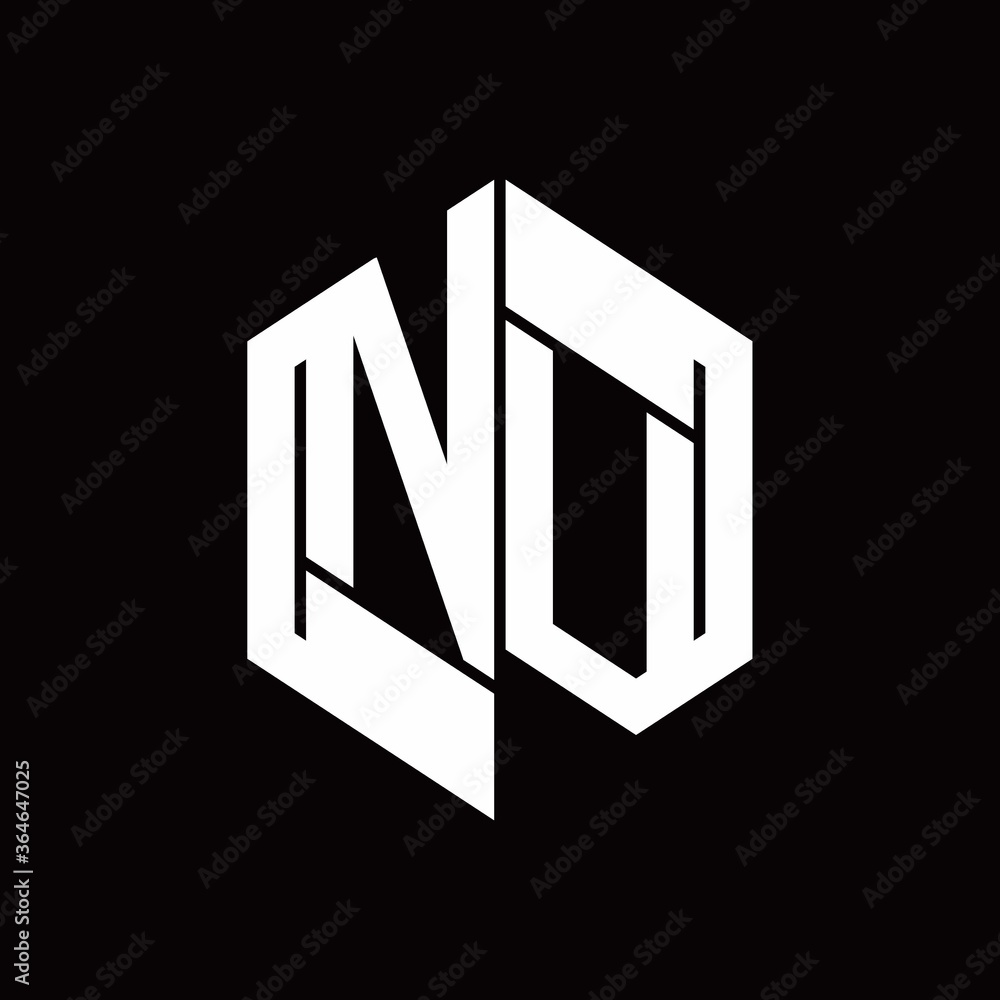 NV Logo monogram with hexagon inside the shape design template NV Logo monogram with hexagon inside the shape design template