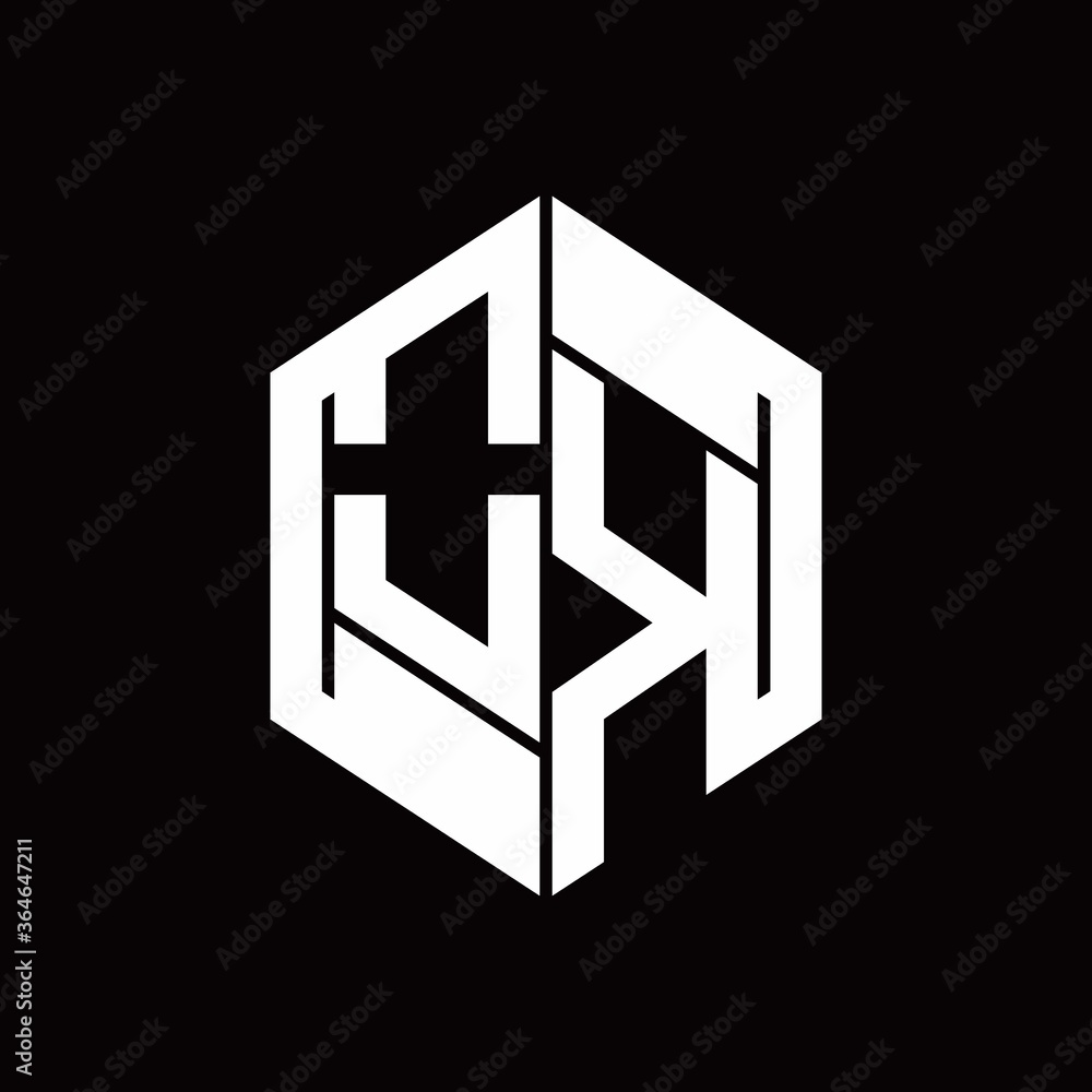 OK Logo monogram with hexagon inside the shape design template OK Logo monogram with hexagon inside the shape design template