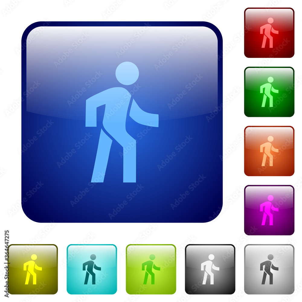 Man walking right color square buttons Man walking right color square buttons