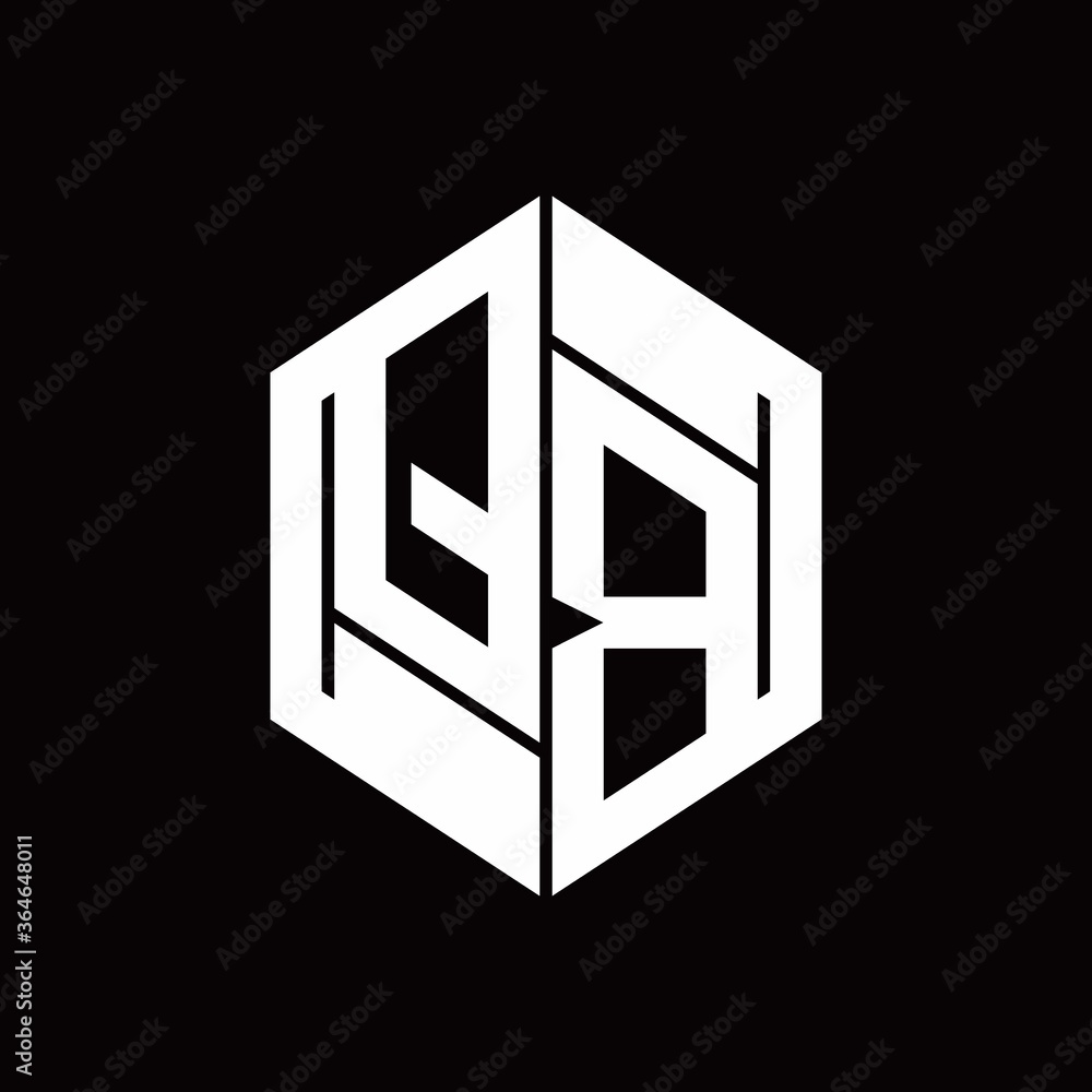 QB Logo monogram with hexagon inside the shape design template QB Logo monogram with hexagon inside the shape design template