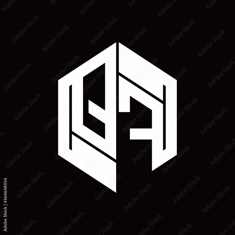 QF Logo monogram with hexagon inside the shape design template QF Logo monogram with hexagon inside the shape design template