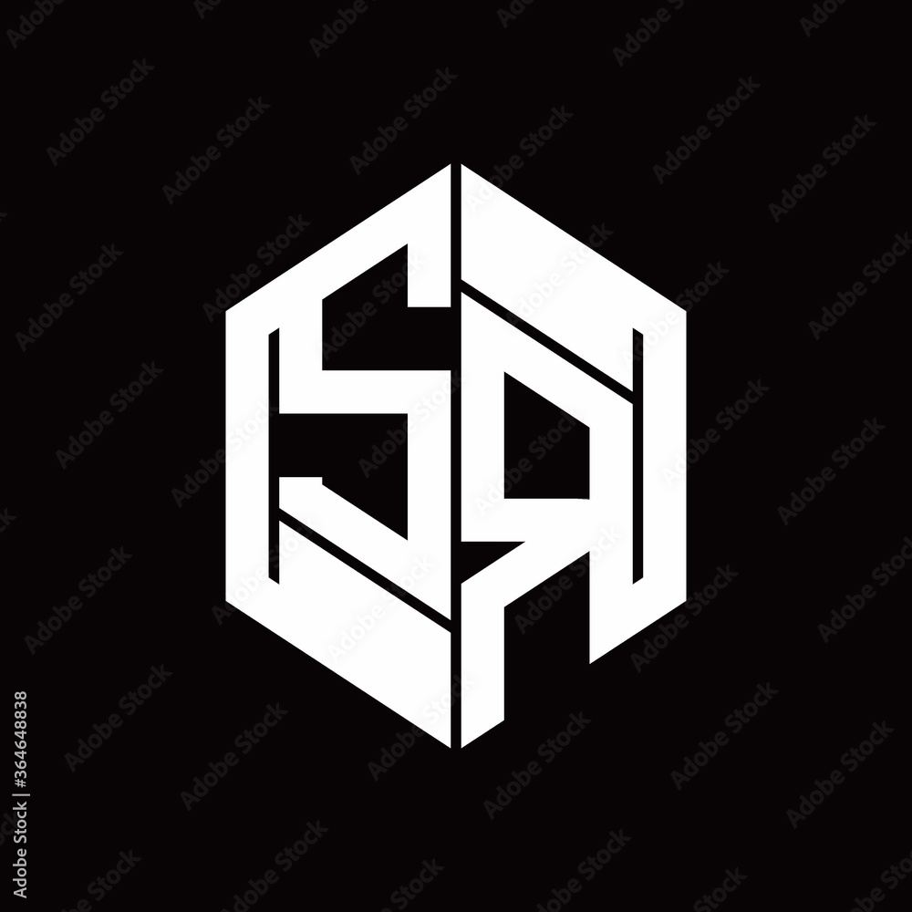 SR Logo monogram with hexagon inside the shape design template SR Logo monogram with hexagon inside the shape design template
