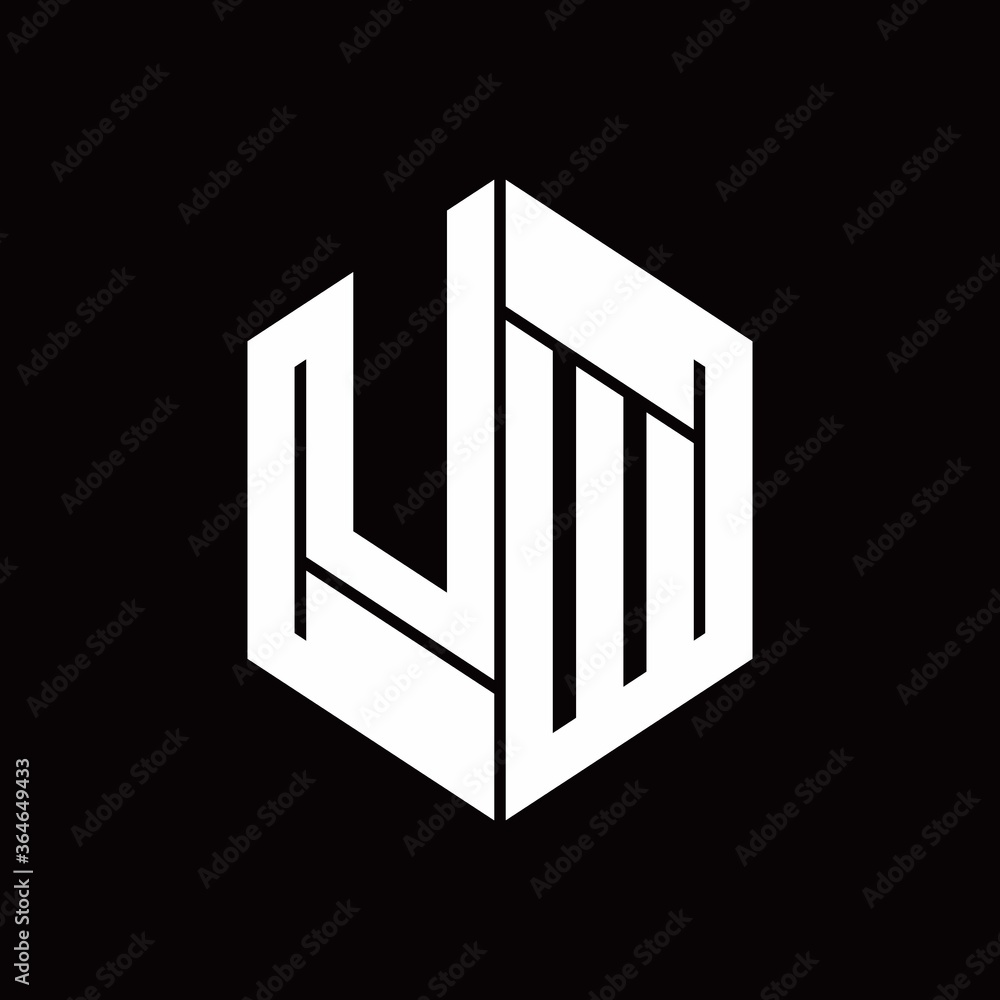 UW Logo monogram with hexagon inside the shape design template UW Logo monogram with hexagon inside the shape design template