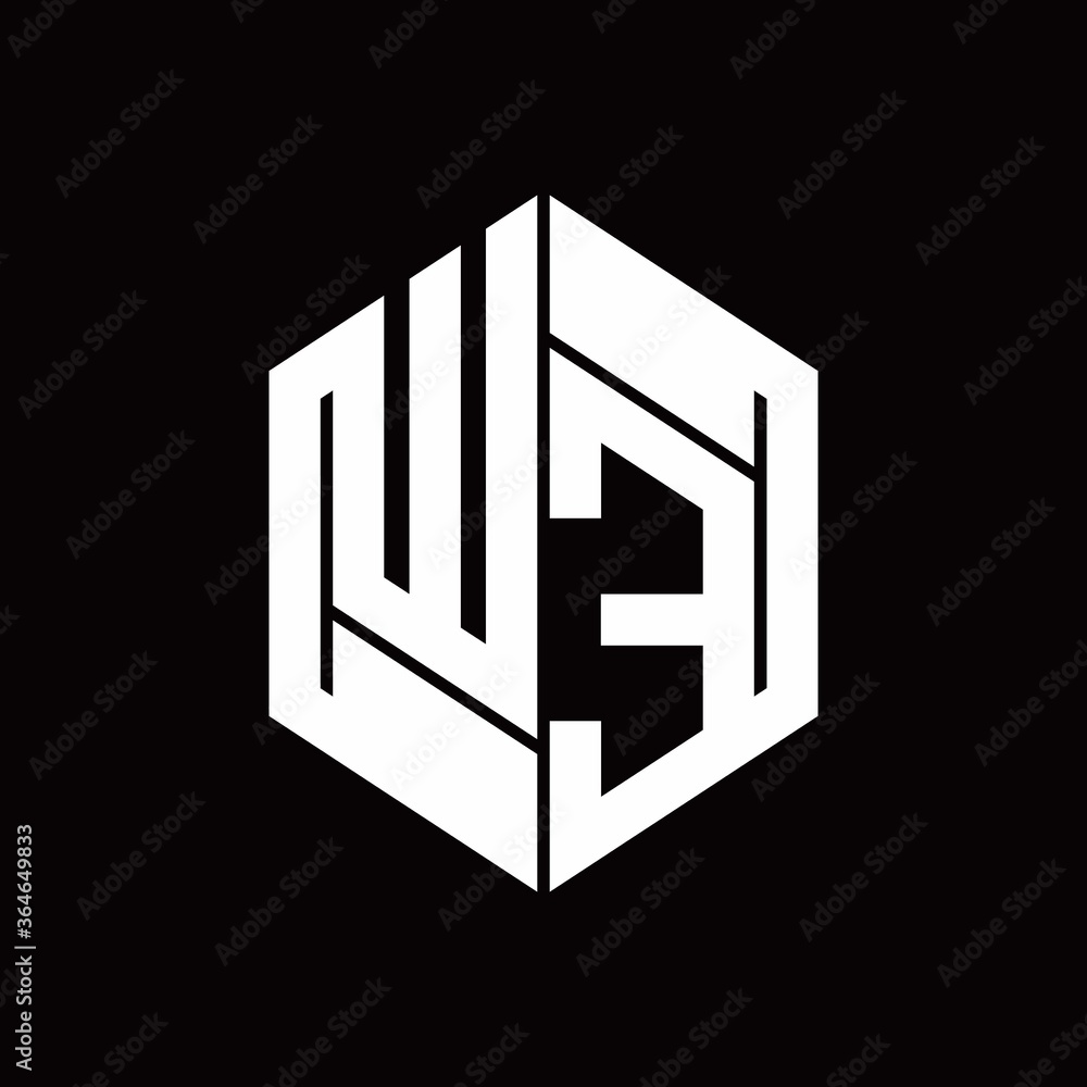 WE Logo monogram with hexagon inside the shape design template WE Logo monogram with hexagon inside the shape design template