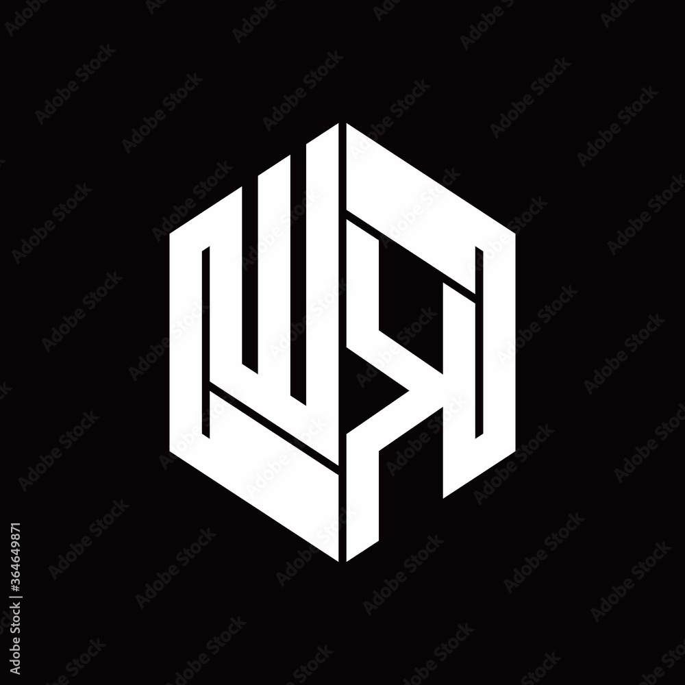 WK Logo monogram with hexagon inside the shape design template WK Logo monogram with hexagon inside the shape design template