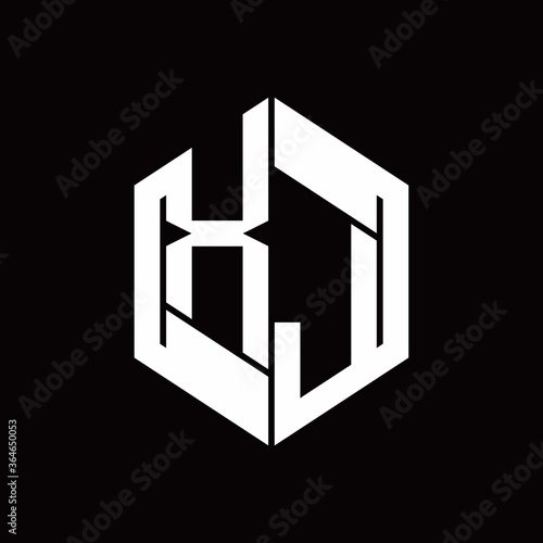 XJ Logo monogram with hexagon inside the shape design template