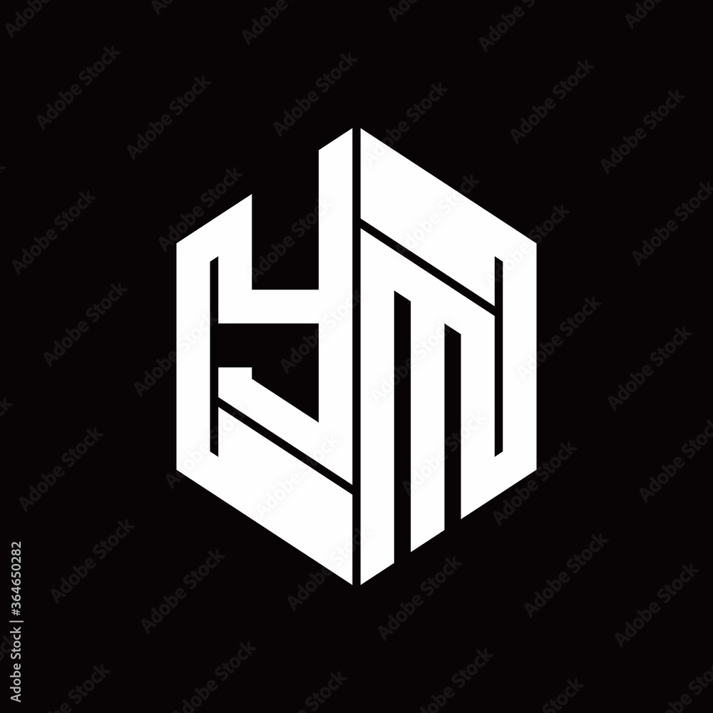 YM Logo monogram with hexagon inside the shape design template YM Logo monogram with hexagon inside the shape design template