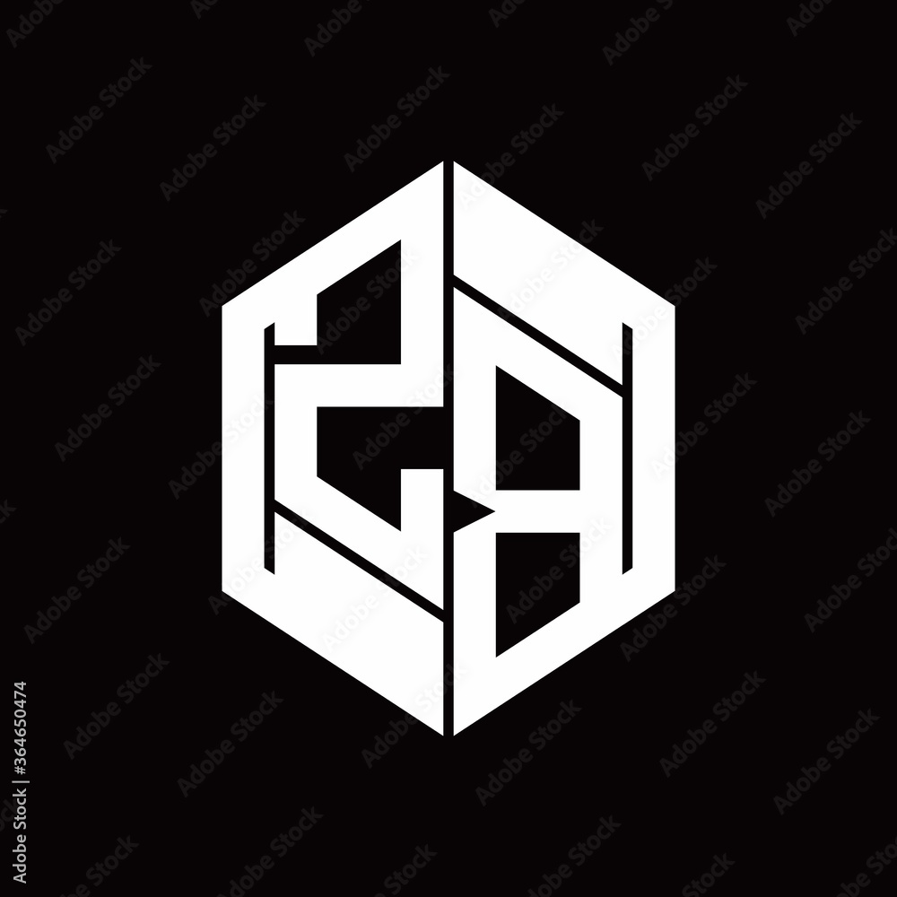 ZB Logo monogram with hexagon inside the shape design template ZB Logo monogram with hexagon inside the shape design template