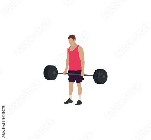 Training man isolated illustration. Man workout flat illustration - Vector