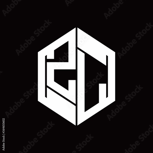 ZL Logo monogram with hexagon inside the shape design template