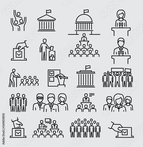 Political Election Vector Line Icons Set photo