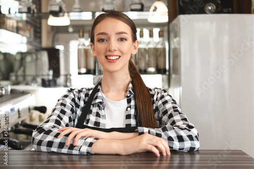 Young female barista at wor...