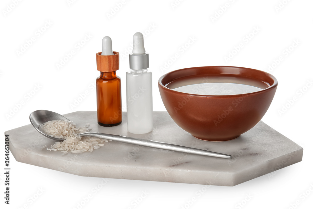 Healthy rice water on white background Healthy rice water on white background