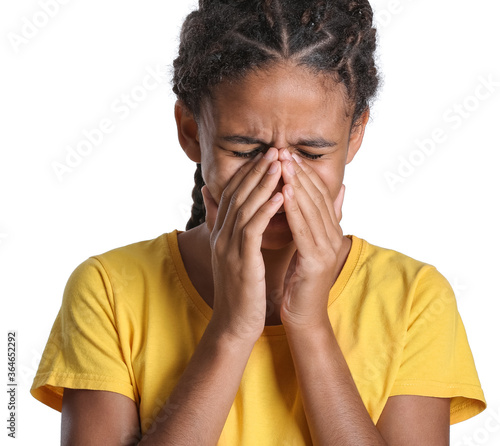 Sad African-American girl o...