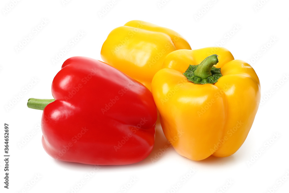 Fresh bell peppers on white background Fresh bell peppers on white background