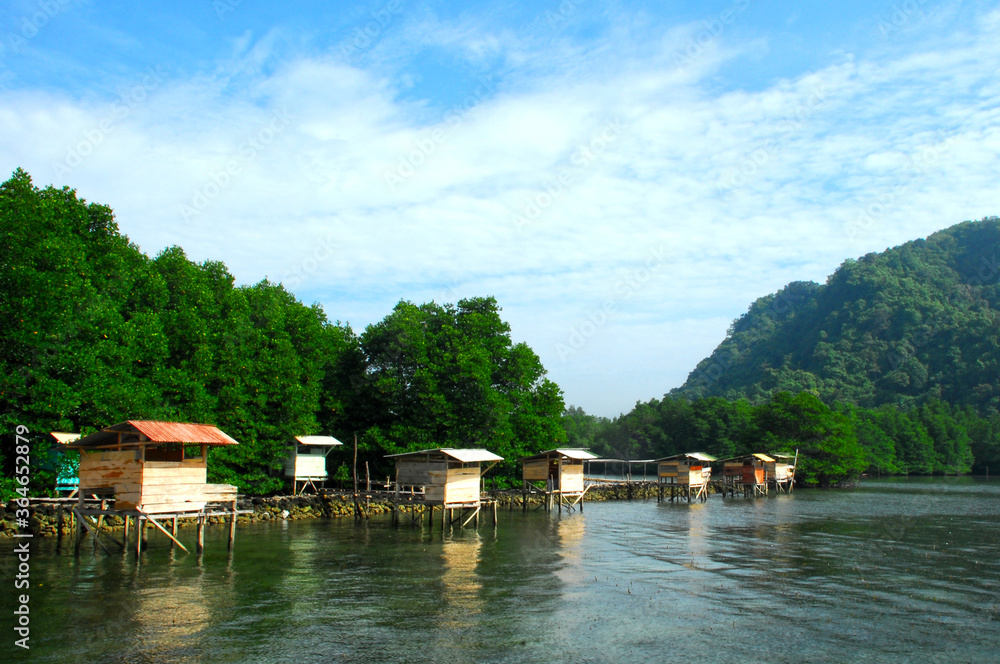 Naklejka premium Fisherman village, Sea life in lampung Indonesia